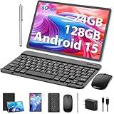 Android Tablet, 11 inch Android 15 Tablet with Keyboard, 24GB+128GB, 1TB Expand, 8000mAh, 5MP+13MP, 2.4G&5G WiFi, IPS Touch Screen, GMS Certified, 2 in 1 Tablets with Case, Mouse, Stylus(Black)