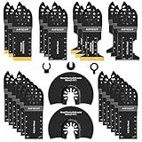 AIFICUT 26pcs Oscillating Saw Blades Titanium Multitool Blades for Wood Plastics Metal oscillating Tool Blades Kits Fit Rockwell Ridgid Ryobi Milwaukee Chicago Craftsman Dewalt