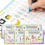 QianShouYan Large Size Magic Practice Copybooks for Kids Reusable Handwriting Workbooks for Preschools Grooves Template Design and Handwriting Aid Practice for Kids Age 3-8 (6 Books with Pens)