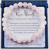 Cherry Tree Collection - Handmade Crystal Beaded Stretch Bracelets For Women and Men - Small, Medium, Large Sizes - Healing Properties Card - 8mm Round Beads (Madagascar Rose Quartz - Small)