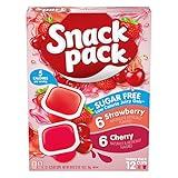 Snack Pack Sugar-Free Strawberry & Cherry Flavored Low Calorie Juicy Gels Family Pack, 3.25 oz 12 ct
