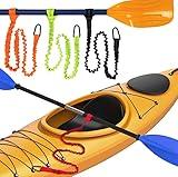 Paddle Leash Kayak Paddle Holder Tool Lanyard - 2 Pack Stretchable Paddle Strap with Carabiner Secure Leash Lanyard Rope for SUP Kayak Canoe Paddle Fishing Pole Rod (Orange-2pcs)