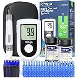 Riroga Blood Glucose Monitor Kit with 100 Glucometer Strips, 100 Lancets, 1 Blood Sugar Monitor,Blood Sugar Test Kit for Home Use,Travel Case for Blood Glucose Monitor Kit,Lancing Device, No Coding