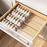 PanPanPal Spice Drawer Organizer, 4 Tier- 4 Pack Clear Acrylic Drawer Seasoning Organizer, Expandable From 11'' to 22'' Kitchen Spice Rack Organizers and Storage for Drawer (Jars not included)