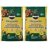 Miracle-Gro Organic Outdoor Potting Mix, for Outdoor Container Plants, Contains Quick-Release Natural Fertilizer, OMRI Listed, 16 qt., 2-Pack