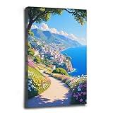 Activate Next-Gen Aesthetics - Metaverse Lemon Coast Print Gen Z Italian Art | Game Room & VR Space | Digital Native Trend 8x12in Framed
