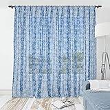 Lunarable New Blue Tulle Curtains with Rod Pocket, Winter Season Beauty Conceptual Pattern with Repeating Snowflakes Image, Sheer Drape for Wedding Party 2 Panels, 108" x 90", Cobalt Blue and White