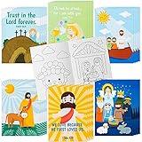 GROBRO7 24Pcs Christian Bible Easter Coloring Books for Kids DIY Art Drawing Book with Angels Priests Churches Candles Crosses Patterns Color Booklets for Sunday School Classroom Rewards Goodie Bag