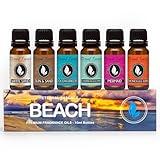 Eternal Essence Oils Beach Set of 6 Premium Fragrance Oils - Includes White Sand, Ocean Breeze, Honolulu Sun, Mermaid, Caribbean Escape, and Sun & Sand Scented Oils - 10ML