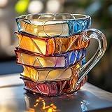 Painted Book Mug, Novelty 3d Painted Books Coffee Mug, Unique Colorful Resin Books Stack Coffee Cup, Collection Gifts For Readers Librarians Literature Lovers (#A)