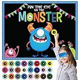 Happy Storm Halloween Party Games for Kids, Pin The Eye on The Monster, Halloween Party Activities Favors Crafts Birthday Party Games for Children Boys Girls, Monster Party Carnival Games Indoor
