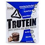 Body Nutrition Trutein High Protein Powder: 45% Whey, 45% Casein, 10% Egg White, Gluten-Free, Low Sodium, Grass Fed Whey Protein, Gym Supplement & Breakfast Shake, Chocolate Peanut Butter, 34g Sample