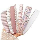 DOXISHRUKY Headbands for Women Girls, 7pc Set - Non Slip Floral Padded Headbands Cute Pearl Headband for Girls Vintage Wide Headband