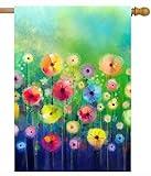 ShineSnow Watercolor Abstract Spring Summer Seasonal Green Floral Flowers Art House Flag 28" x 40" Double Sided Polyester Welcome Large Yard Garden Flag Banners for Patio Lawn Home Outdoor Decor