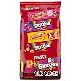 SKITTLES Original, SKITTLES Wild Berry & STARBURST Original and STARBURST FaveReds Fun Size - WRIGLEY'S Assorted Candy Variety Pack - Candy Bulk Individually Wrapped, 20.13oz