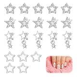 40Pcs Star Nail Charms Star Gems for Nails Silver Star Charms Y2k Nail Charms 3D Star Rhinestones for Nail Design DIY Crafts Jewelry Decoration Nail Supplies 4 Styles Dangle Nail Charms for Women