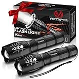 Victoper LED Flashlight 2 Pack, Bright Tactical Torch High Lumens with 5 Modes, Waterproof Zoomable Flash Light for Outdoor, Gifts for Hunting Camping Essentials Gear
