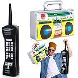Inflatable Phone and Inflatable Radio Boombox,80s 90s Party Decorations,Hip Hop Party Decoration,Music Themed Party Decorations,Rappers B-Boys Costume Accessory for disco Retro Theme party Decorations