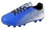 Vizari USA Stealth Boys Girls Soccer Cleats | Youth Firm Ground Athletic Outdoor Football Shoes for Toddler, Little Kid, Big Kid | Lightweight & Durable Blue/White