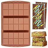 KASHME 1 Pc Chocolate Bar Mold Deep Large Chocolate Molds Silicone Break Apart Thick Silicone Molds for Candy Bar (10 Snap）