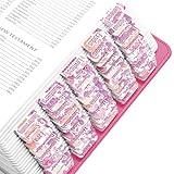 EssexWares – Purple & Pink Dahlias Flower Bible Tabs for Old and New Testament, 80 Large Print Tabs for Bible Study, Water-Resistant and Durable Bible Index Tabs for Women and Men - 1.7" Wide