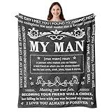Anniversary Throw Gifts for Him, Gifts for Boyfriend Husband, Husband Boyfriend Blanket 50"X60", Men Birthday Gift Ideas, I Love You Present for Him Soft Throw Blanket