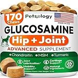 Petsology Glucosamine for Dogs - Hip and Joint Supplement for Dogs - 170 Mobility Chews - Glucosamine Chondroitin - MSM - Turmeric - Joint Pain Relief - Advanced Support for Dog Health - Made in USA