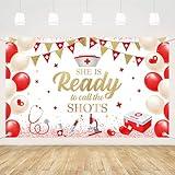MEHOFOND 2025 Nurse Graduation Backdrop She Is Ready To Call The Shots Medical School Graduation Party Decorations Red Nurse Cap Balloon Banner Medical Supplies and First Aid Kits Photo Props 6x3.6ft