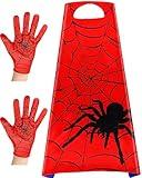 Geyoga 1 Spider Cape, 1 Pair of Spider Web Gloves Costume for Halloween Christmas Birthday Costume Party School Performance(27.5 x 27.5'')
