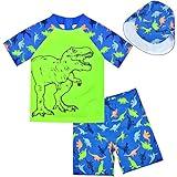 Boys Two Piece Rash Guard Swimsuits Kids Short Sleeve Swimwear Sets Bathing Suit with Sun Hat for 2-6 Years (as1, Age, 3_Years, 4_Years, Green)