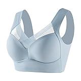 Generic Best Cyber of Monday Deals Sports Bras for Women Solid Seamless Casual Underwear Wirefree Comfy Full Coverage Everyday Bras Push Up Bralette Light Blue, Large
