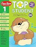 Evan-Moor Top Student, Grade 1 Workbook, 352 pages, Stickers, Poster, Handwriting, Reading, Writing, Spelling, Vocabulary, Phonics, Math, STEM, SEL, Computer Science , Social Studies, Summer Fun