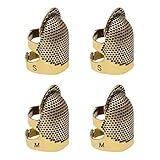 4 Pack Sewing Thimble Finger Protector, Adjustable Finger Metal Shield Protector Pin Needles Sewing Quilting Craft Accessories DIY Sewing Tools Needlework(2 Sizes)