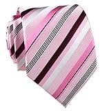 Hot Pink Striped Neckties Silk For Men Boy Suit Fitness Dating Fashion Prom Ties