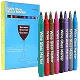 GAINWELL Metallic Wine Glass Markers – Pack of 8 Food-Safe Non-Toxic Wine Glass Marker Pens - Can also be Used on Ceramic Plates and other Glass and Dinnerware