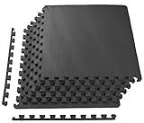 BalanceFrom Puzzle Exercise Mat, 6-Pc Interlocking Foam Tiles, 1/2” Thick, 24 Sq Ft, Black - Training Floor Mats for Workouts - Home Gym Accessories and Equipment