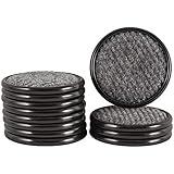 SoftTouch 12-Pack 1.625" Round Caster Cups - Carpet-Bottom Furniture Protectors for Hardwood, Tile & Laminate Floors - Non-Slip Wheel Savers for Chairs, Pianos, Sofas - Brown/Gray