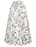 Victorian Maxi Flowy Skirt 2024 Summer Cottagecore Floral Long Skirt Grey XXL
