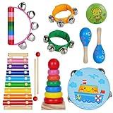 Kids Musical Instruments for Toddlers,Baby Musical Toys for Toddlers,Christmas Kids Gifts,First Birthday Gifts for Boys Girls,Kids Xylophone,Maracas for Baby,Wooden Instruments Toddler Toys with Bag
