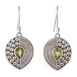 NOVICA Peridot .925 Sterling Silver Dangle Earrings 'Trendy Textures'