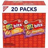 RITZ Bits Cheese and RITZ Bits Peanut Butter Sandwich Crackers Variety Pack, Lunch Snacks, 20 Snack Packs
