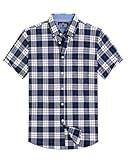 Alimens & Gentle Mens Plaid Short Sleeve Button Down Shirts Cotton Regular Fit Casual Gingham Shirts