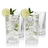 Viski Reserve Milo Crystal Highball Glasses - European Crafted Collins Glasses Set of 4-14oz Cocktail Glass for Wedding or Anniversary and Special Occasions Gift Ideas