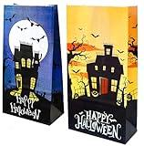 Iconikal Halloween Treat Paper Bags, 40-Pack 2 Designs Trick or Treat Party Favor Goodie Snack Sacks Candy, Popcorn, Gifts, Cookies
