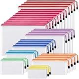 EOOUT 30pcs Mesh Zipper Pouch Bags, 8 Sizes Plastic Bags, 8 Colors Waterproof Pouches with slide fastener for Organization, Multipurpose for Travel, School Supplies, Office and Home Organization