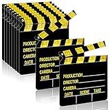 10 Pieces Movie Film Clap Board, 7 x 8 Inch Cardboard Movie Clapboard Directors Clapper Writable Cut Action Scene Board for Movies Films Photo Props(Gold)