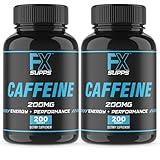 Fx Supps Caffeine 200 mg Pills (2-Pack, 200 Capsules) Fast Acting Energy Supplement for Men and Women | Improves Physical & Mental Focus, Stimulates Memory | Quick Energy Boost & Increases Metabolism