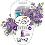 BIC Soleil Escape Scented Women's Disposable Razors With 4 Blades, Comfortable Shave, Lavender & Eucalyptus Scented Handle Shaving Razors for Women, 4 Count