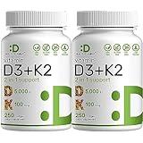 DEAL SUPPLEMENT 2 Pack Vitamin D3 5,000 IU + K2 MK7 Softgels, 500 Count | 2-in-1 Complex | Supports Heart, Bone, Teeth & Immune Health | Easy to Swallow