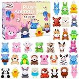 Ruisita 32 Pack Mini Plush Animals Toys Set, Jungle Animal Plush Toys Stuffed Animals Set for Easter Hunts, Basket Stuffers, Easter Party Favor, Goodie Bag Fillers